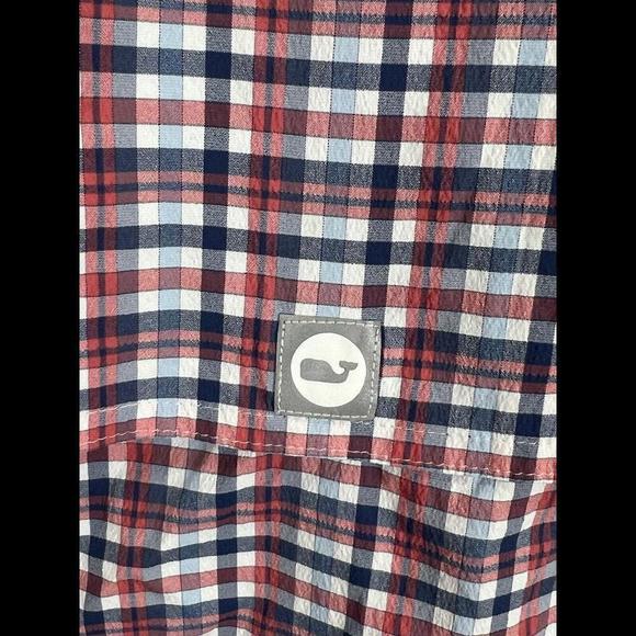Vineyard Vines Blue Plaid Seersucker Button Up Harbor Shirt Mens Medium - Picture 5 of 5